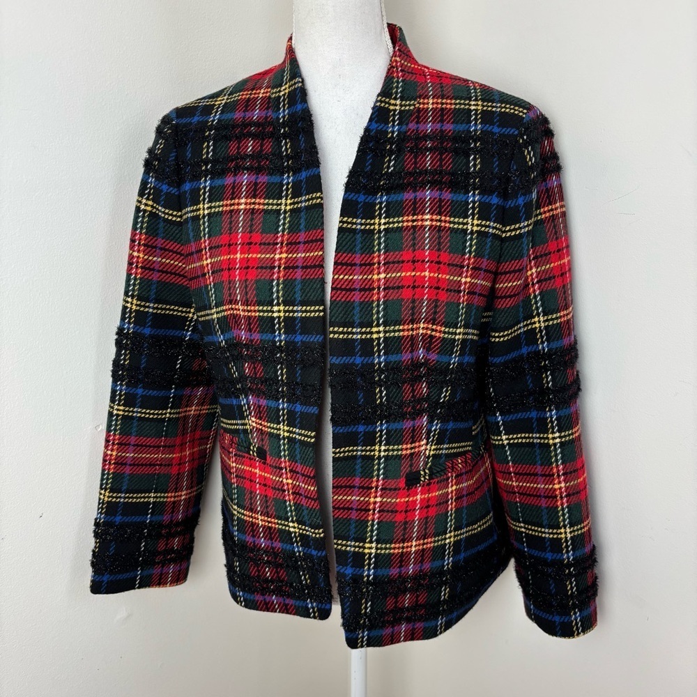 J. Crew Going-out Blazer in Lurex Stewart Tartan Size 10 - Picture 2 of 13